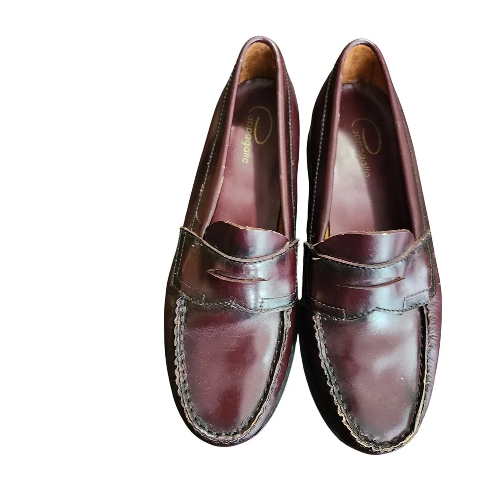 Pappagallo Penny Loafers Women 6.5 M Burgundy Leather Classic Flat Shoes Vintage